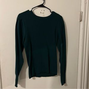 Emerald green gap fitted puff sleeve sweater